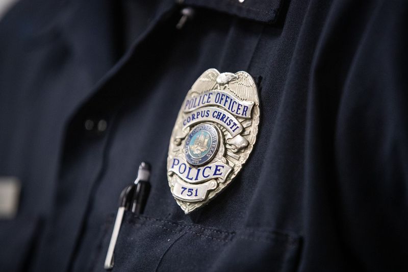 A Corpus Christi police officer's badge on Sept. 4, 2024, in Corpus Christi, Texas.
