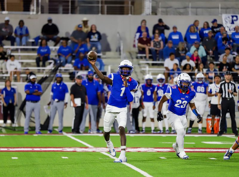 Palo Duro's quarterback Julian Reese II attempts a pass during a District 2-5A Division II game against Wichita Falls Memorial on Friday, Oct. 4, 2024 at Bain-Schaffer Buffalo Stadium in Canyon, Texas.
