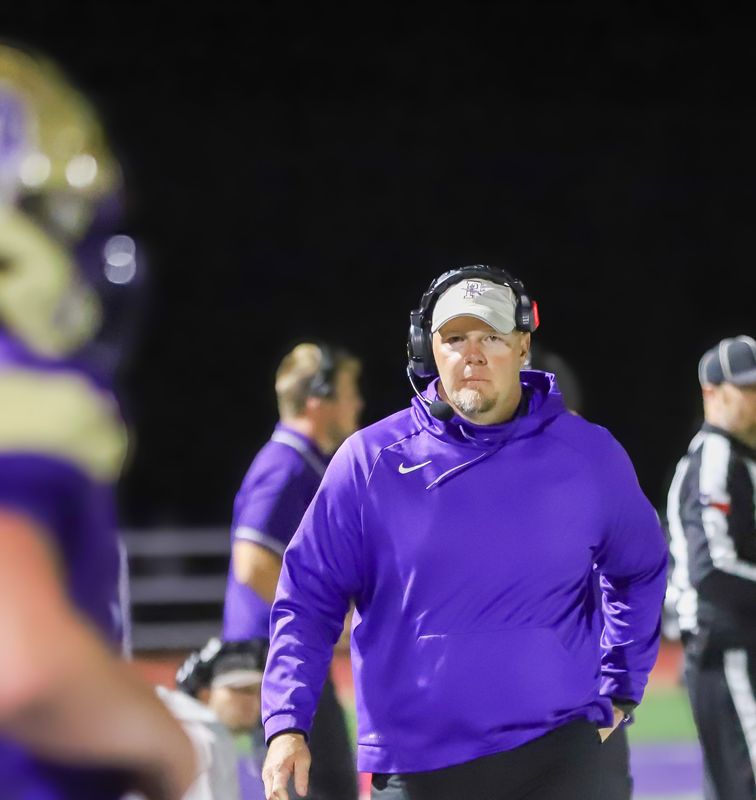 Panhandle head coach Dane Ashley scans the field during a District 1-2A Division I game against West Texas on Friday, Oct. 18, 2024, at Panther Stadium in Panhandle, Texas.
