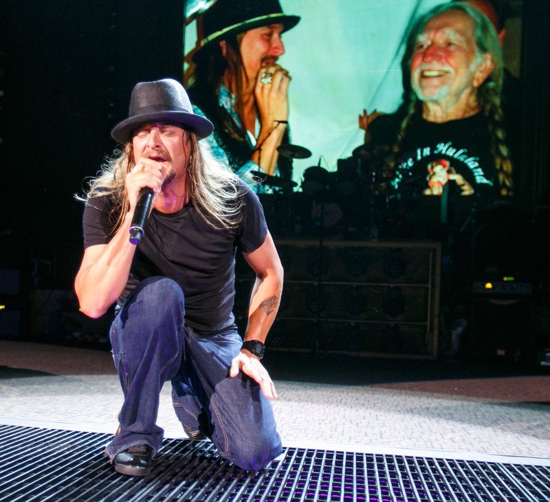 Pictured here is Kid Rock, a longtime Trump supporter, performing at the Coral Sky Amphitheatre in West Palm Beach in 2015. Around a week before Election Day, he posted a video on social media saying about Kamala Harris endorsers Eminem and Taylor Swift "I love Eminem. We've been friends for many years. I don't agree with his politics, but I do give credit to him and people like Taylor Swift for standing up and not being afraid to be vocal for that which they believe. Thinking differently, and having the freedom to do so, is what makes this country great." (Richard Graulich/The Palm Beach Post)