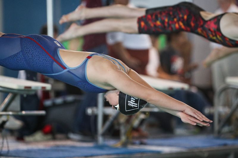 Flour Bluff's Katelyn Steinbruck competes in the 50 freestyle at the District 29-5A meet at the Natatorium on Friday, Jan. 24, 2025, Corpus Christi, Texas.