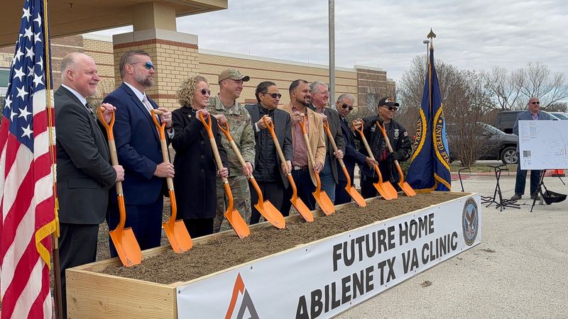 Officials and local community members break ground during a special ceremony Jan. 27, 2025, to commemorate the new Abilene VA outpatient clinic