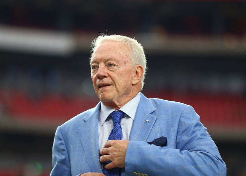 Sep 25, 2017; Glendale, AZ, USA; Dallas Cowboys owner Jerry Jones prior to the game against the Arizona Cardinals at University of Phoenix Stadium. Mandatory Credit: Mark J. Rebilas-USA TODAY Sports