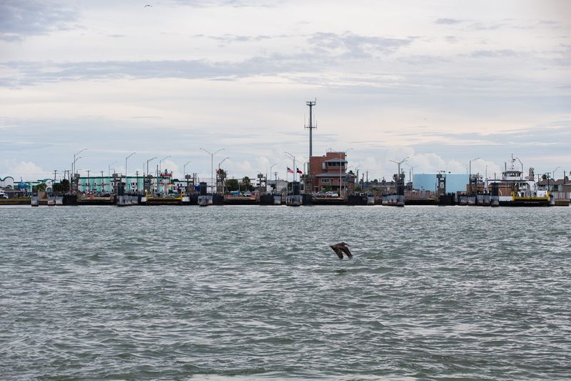 The Port Aransas Ferry Terminal viewed from Harbor Island in Port Aransas, Texas, on Tuesday, Sept. 6, 2022.