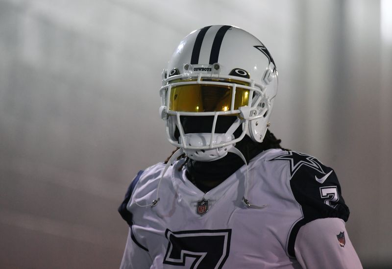 Dec 29, 2022; Nashville, Tennessee, USA; Dallas Cowboys cornerback Trevon Diggs (7) takes the field before the game against the Tennessee Titans at Nissan Stadium. Mandatory Credit: Christopher Hanewinckel-USA TODAY Sports