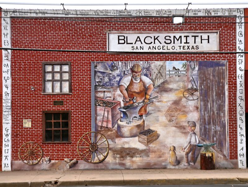 The historic "Blacksmith Mural" at South Oakes Street and East Concho Avenue in San Angelo Thursday, March 13, 2025.