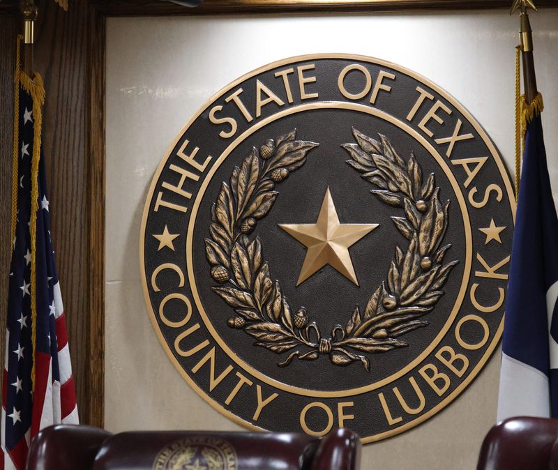 The seal of Lubbock County in the County Commissioner's Court room at the Lubbock County Courthouse, 904 Broadway St., as seen on March 24, 2025 in Lubbock, Texas.