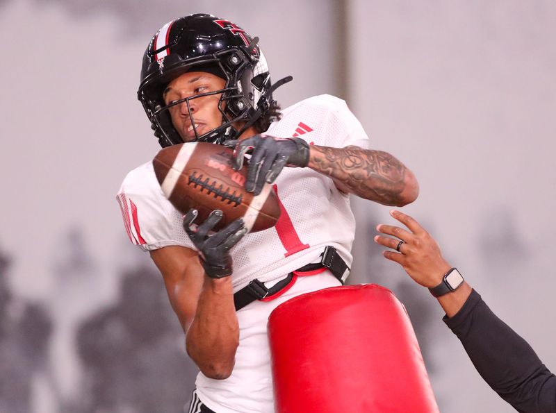 Texas Tech's Reggie Virgil goes through a dirll during spring practice, Tuesday, April 1, 2025, at the Womble Football Center.