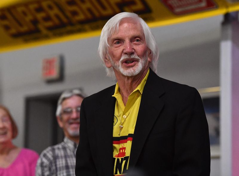 Eddie Hill speaks during his proclamation dedication at Eddie Hill's Fun Cycles on Wednesday, April 9, 2025.