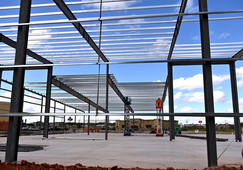 Iron workers build the skeleton of “Smashers," a pickleball and restaurant complex under construction on Southwest Boulevard in San Angelo March 27, 2025.