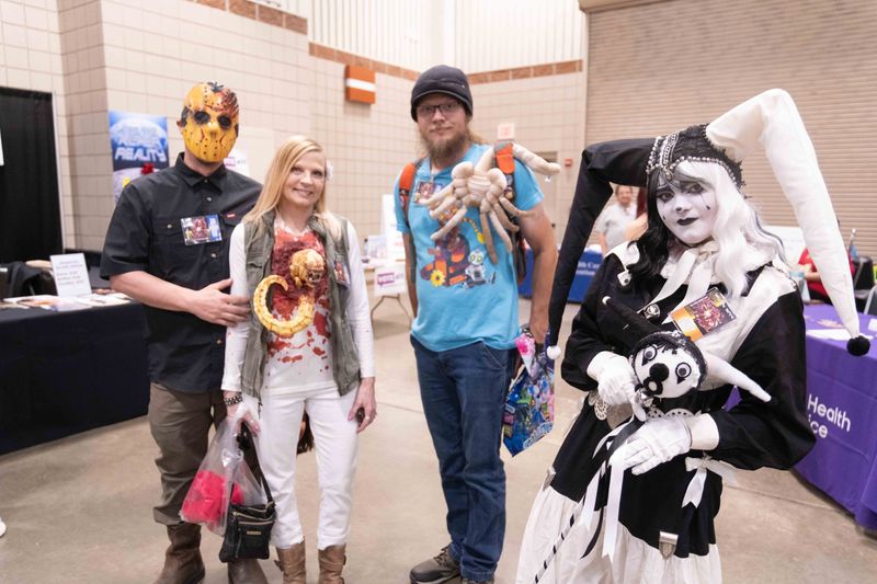 Cosplayers pose in their elaborate costumes at Yellow City Comic Con on April 11, 2025 at the Amarillo Civic Center