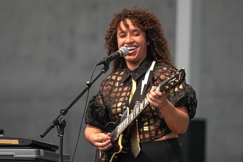 Jackie Venson performs during the Austin Blues Festival in the Moody Amphitheater at Waterloo Park in April 2025. Venson will appear at a flood benefit concert at the Long Center on Sunday.