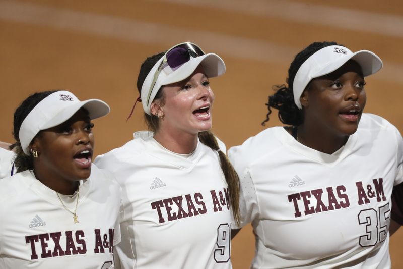 May 9, 2025; Athens, GA, USA; Texas A&M teammates chant after a game against Texas at Jack Turner Stadium. Mandatory Credit: Mady Mertens-Imagn Images