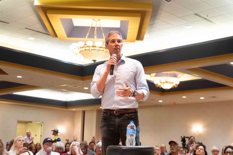 Beto O’Rourke makes a point during the Amarillo town hall May 10, where he called for unity across political lines to defend veterans, teachers and vulnerable Texans.