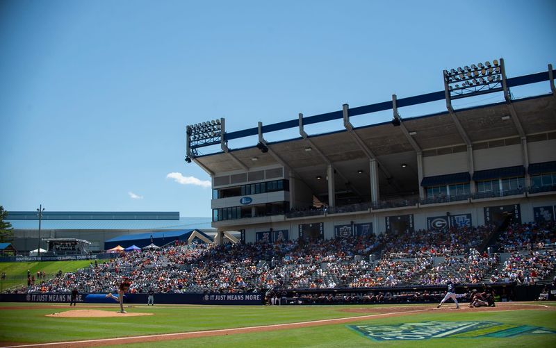 Auburn Tigers take on Texas A&M Aggies during the SEC baseball tournament at Hoover Met in Birmingham, Ala., on Thursday, May 22, 2025. Texas A&M Aggies defeated Auburn Tigers 3-2.
