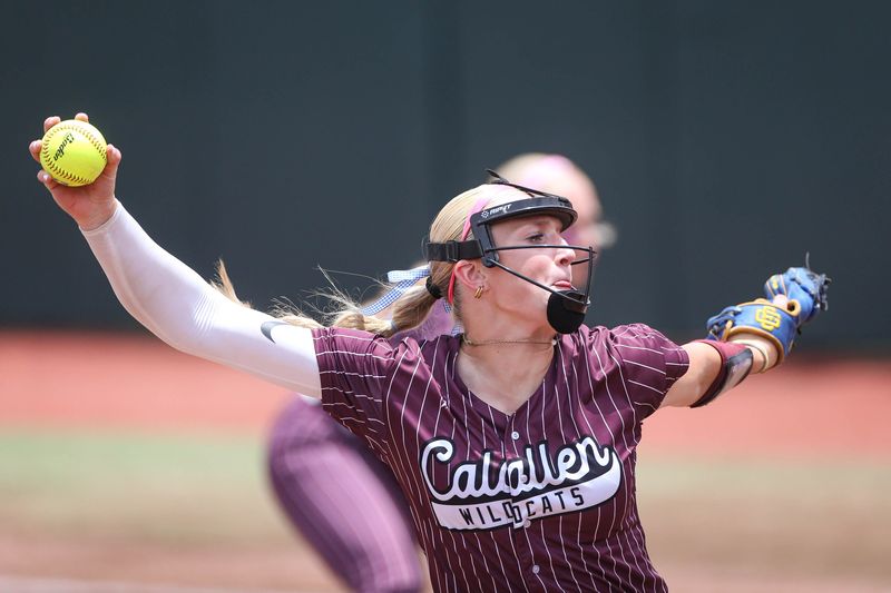 Calallen’s Jordyn Thibodeaux pitches during the Class 4A division I UIL State Championship game on May 30, 2025, at Red & Charline McCombs Field in Austin.