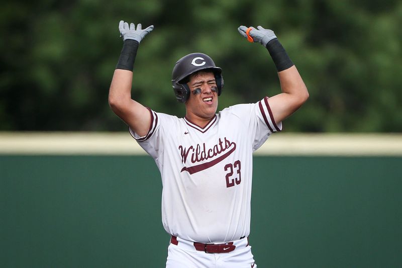 Calallen’s Blake Quinn celebrates a double during game two of the Class 4A Division I UIL State Semifinal series in San Antonio.