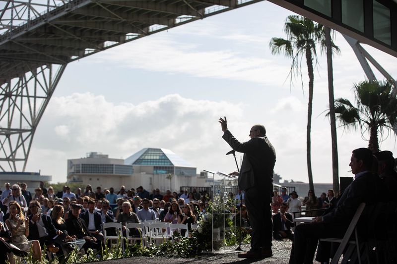 Port of Corpus Christi CEO Kent Britton gives remarks at an event celebrating the completion of the ship channel improvement project on June 2, 2025.
