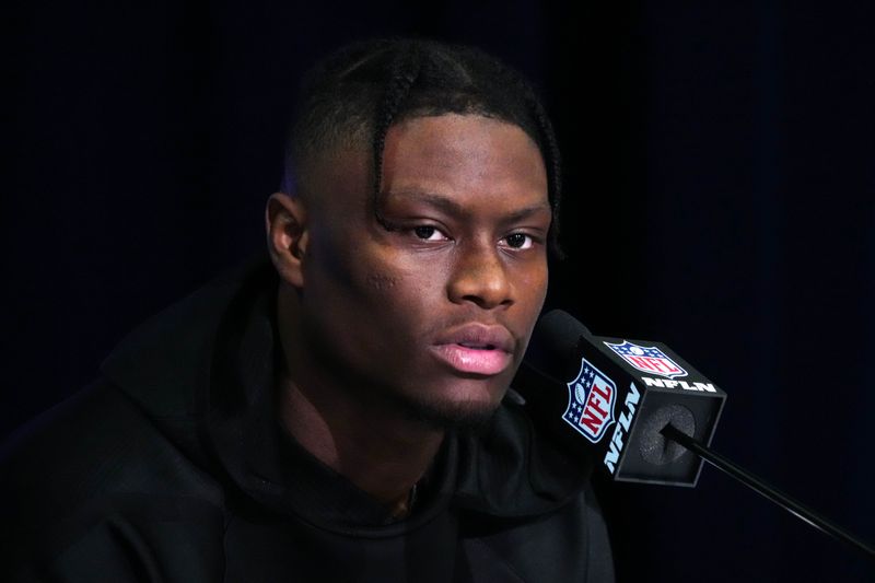 Mar 2, 2022; Indianapolis, IN, USA; Georgia Bulldogs wideout George Pickens during the NFL Combine at the Indiana Convention Center. Mandatory Credit: Kirby Lee-USA TODAY Sports