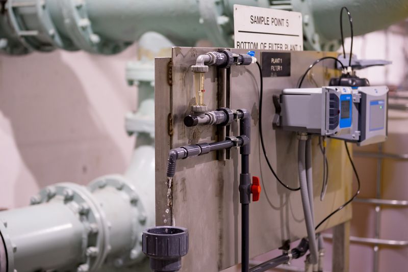 Treated canal water drips from a sample point at the Robertson-Umbenhauer Water Treatment Plant, also known as the the canal treatment plant in El Paso, on Thursday, June 5, 2025.