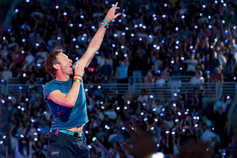 Coldplay frontman Chris Martin captures the crowd during the band’s first El Paso show on Friday, June 13. The group is performing two nights at Sun Bowl Stadium as part of its Music of the Spheres Tour, with the second show set for Saturday, June 14.