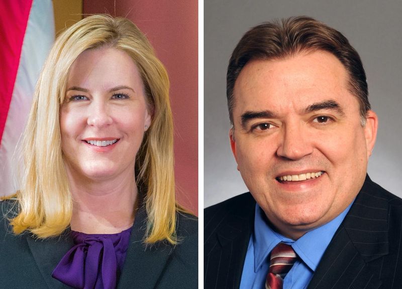 Minnesota State Representative Melissa Hortman and Minnesota State Senator John Hoffman are shown in these undated file photos.
