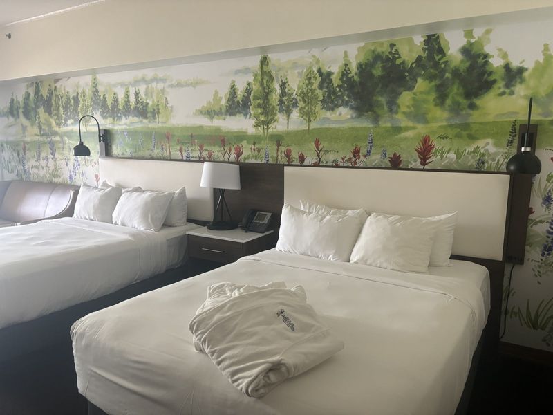 The Inn of the Mountain Gods is a wonderful resort hotel in Mescalero, N.M. with comfortable beds and lush robes waiting for guests.