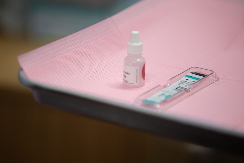 An HIV testing kit sits on a tray at the Coastal Bend Wellness Foundation in Corpus Christi on June 12.