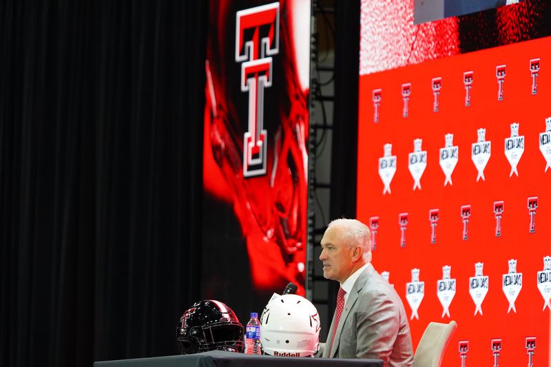 Jul 8, 2025; Frisco, TX, USA; Texas Tech head coach Joey McGuire addresses the media during 2025 Big 12 Football Media Days at The Star. Mandatory Credit: Raymond Carlin III-Imagn Images
