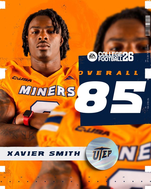 UTEP junior safety Xavier Smith is UTEP's highest rated player in EA Sports College Football 26, which will be released on July 10