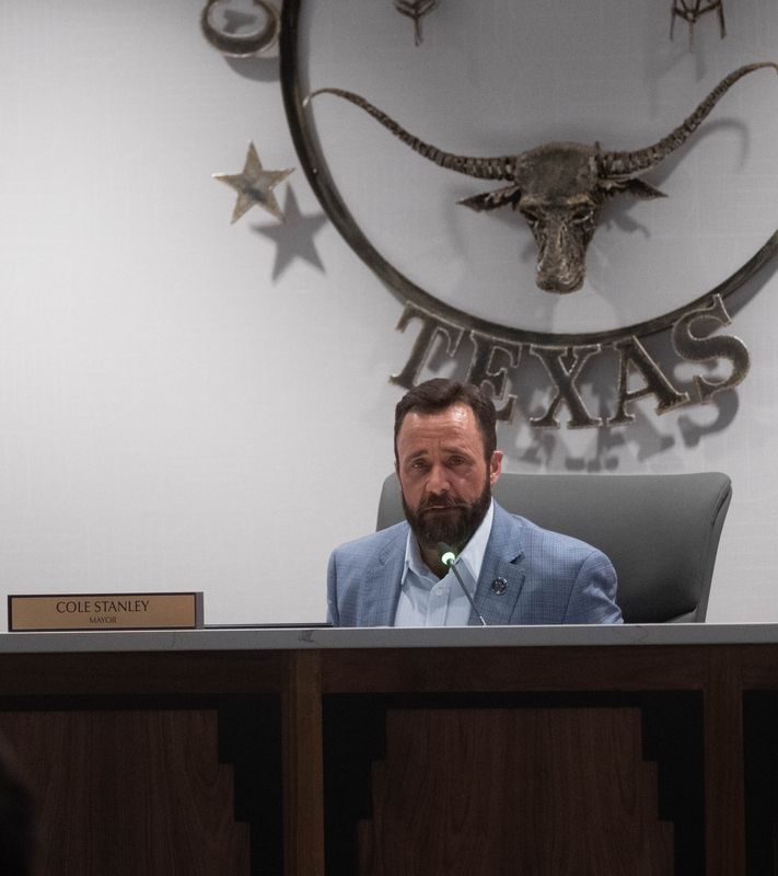 Amarillo Mayor Cole Stanley listens to public comment during the July 8, 2025, City Council meeting. Stanley said the council’s actions affirming election results were legally sound and taken to improve transparency and completeness of the record.