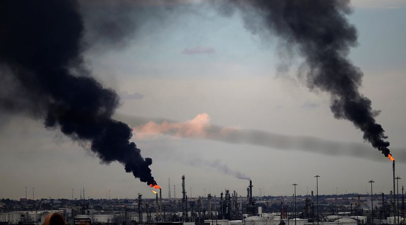 View of black pollution clouds in the eastern part of the city, caused by the Marathon refinery in El Paso, Texas, on July 8, 2025.