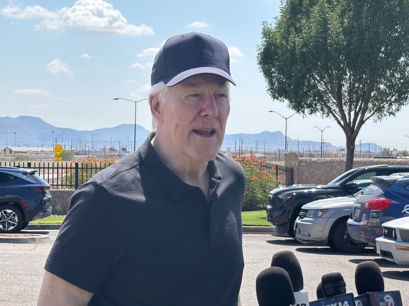 U.S. Senator John Cornyn, R-TX, received a windshield tour on Monday Aug. 11, of Camp East Montana, a new U.S. Immigration and Customs Enforcement (ICE) migrant processing and detention facility on Fort Bliss that will open later this month.