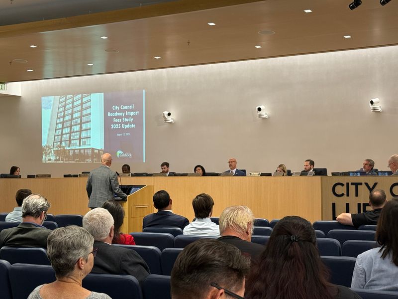 The Lubbock City Council hears updates and votes on the city's Impact Fees at Citizen's Tower on Aug. 12, 2025 in Lubbock, Texas. The council voted to get rid of Impact Fees during the first vote.