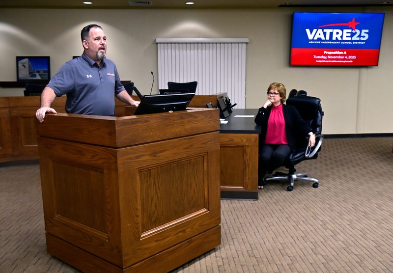AISD Superintendent John Kuhn describes the district’s upcoming Prop. A measure on the November ballot during a press conference at the district headquarters Aug. 15. The Voter-Approval Tax Ratification Election to allow the district to draw on state funds to supplement their budget was approved in Tuesday's election.