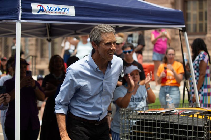 Former U.S. Rep. Beto O'Rourke takes the stage during a rally at the Texas Capitol in Austin, Texas on Aug. 16.