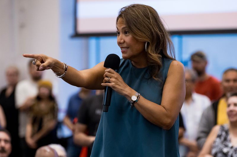 U.S. Rep. Veronica Escobar, D-El Paso, speaks during a rally hosted by Beto O’Rourke with U.S. Reps. Jasmine Crockett, D-Dallas and Joaquin Castro, D-San Antonio, at the Elmont Event Center’s Grand Ballroom in El Paso on Wednesday, Aug. 20, 2025.