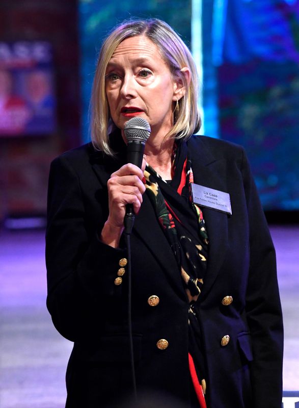 Republican Liz Case announced Friday she will try again to win the Texas House District 71 seat after incumbent Rep. Stan Lambert announced he would retire at the end of his present term. Here she speaks to an audience of over 200 at her rally Tuesday, Feb. 27, 2024, during her unsuccessful run for the primary nomination. Case was endorsed by Gov. Greg Abbott during the rally.