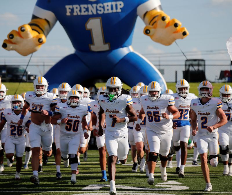 Frenship enters the field before facing Trophy Club Nelson in a non-district football game Thursday, Aug. 28, 2025, at Shotwell Stadium in Abilene.