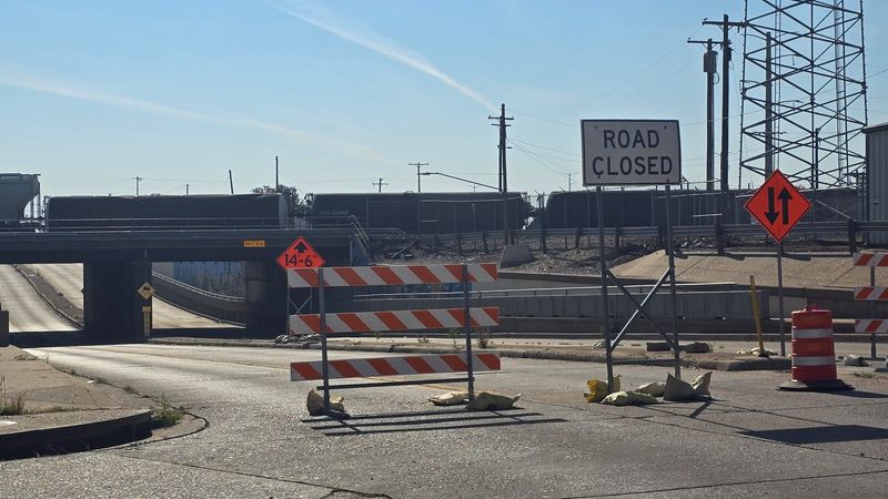 Railcars are seen off the tracks after part of a train derailed Thursday, Sept. 4 in Amarilo, leading to the temporary closure of Southeast Tenth Avenue between Grant and Arthur streets.