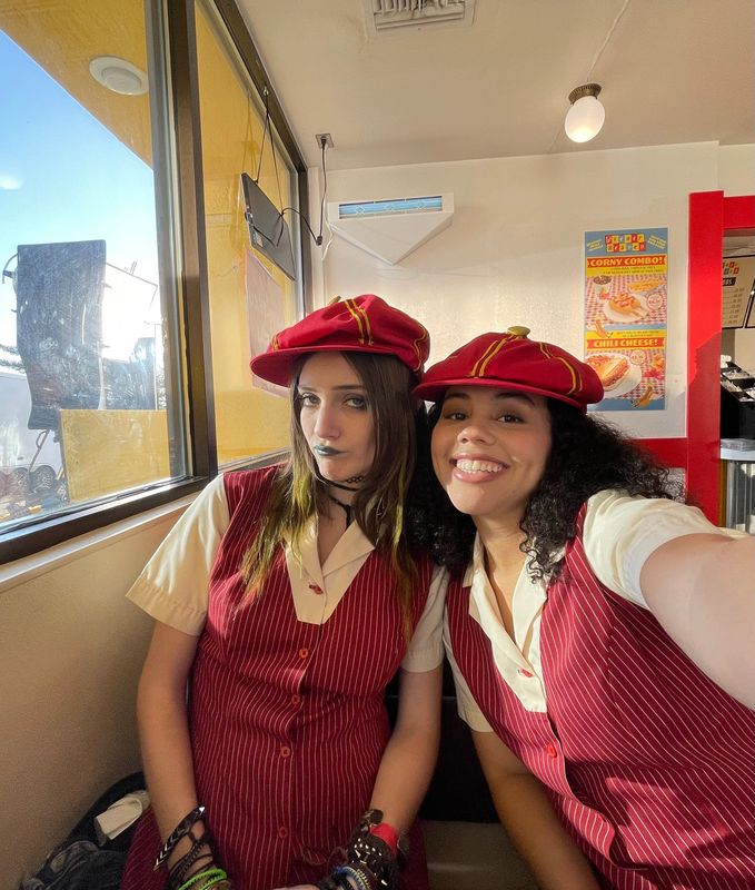 Burges High School alum Audrina Rosales (right) was cast as "Wiener Girl" in the dark comedy "Honey, Don't!" which released in theaters Aug. 22.