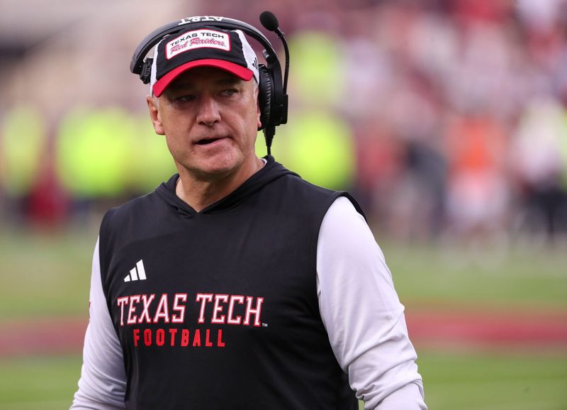 Texas Tech head coach Joey McGuire looks on during a non-conference football game, Saturday, Sept. 13, 2025, at Jones AT&T Stadium.