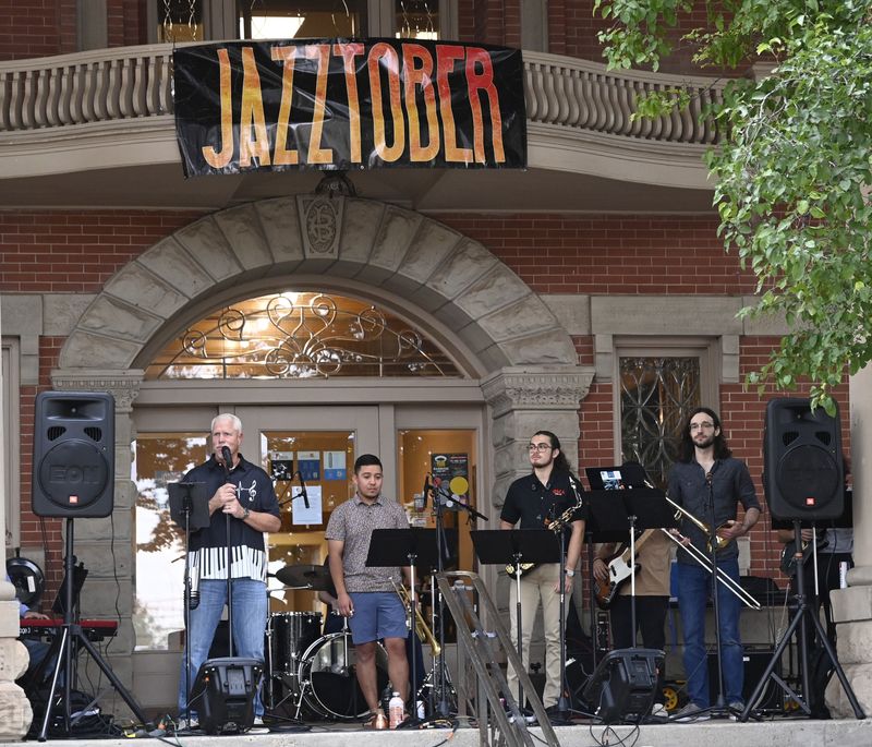 Big G and the Tradewinds perform at 2024 Jazztober in downtown Amarillo.
