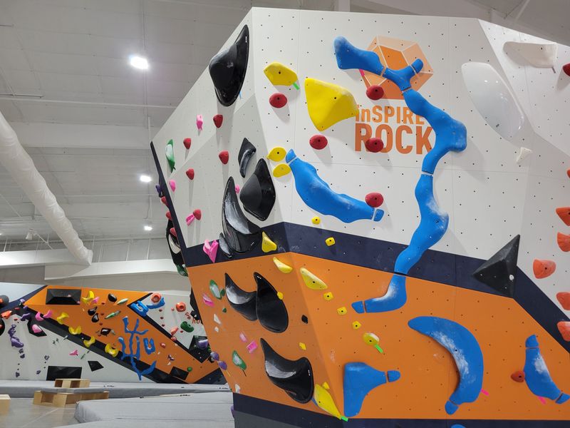 The climbing walls at inSPIRE ROCK, 6703 Yonkers Ave., will change over time, promising new climbs for guests, as seen on Thursday, Oct. 9, 2025, in Lubbock, Texas.