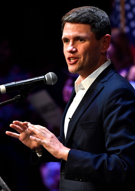 U.S. Senate hopeful James Talarico addresses a crowd in San Angelo on Oct. 9, 2025.