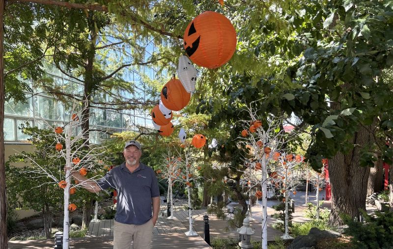Greg Lusk, Director of Amarillo Botanical Gardens, stands at the head of one of the trails that will feature 1,000 Jack 'o Lanterns, to light the pathway to fun and excitement for families starting Oct. 22.