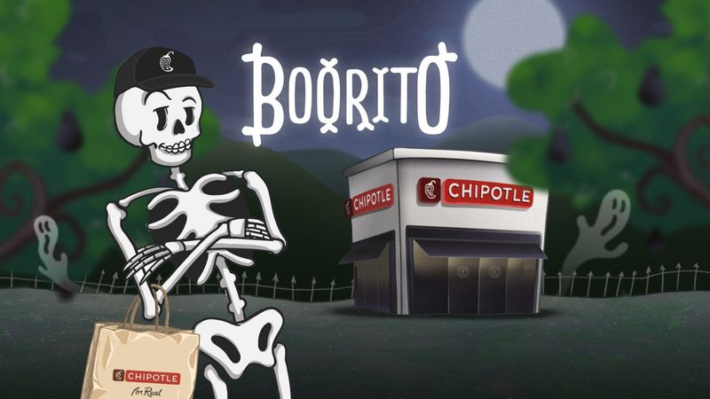 Chipotle Rewards members who dress up in costume and come to a restaurant on Halloween can get a $6 entrée deal as part of Chipotle's Boorito event.