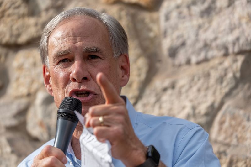Texas Gov. Greg Abbott speaks during a "Get Out the Vote" rally at Rivier Cocina & Cantina in El Paso, Texas, Thursday, Oct. 23, 2025. About 150 supporters attended the event, while a dozen protestors demonstrated across the street.