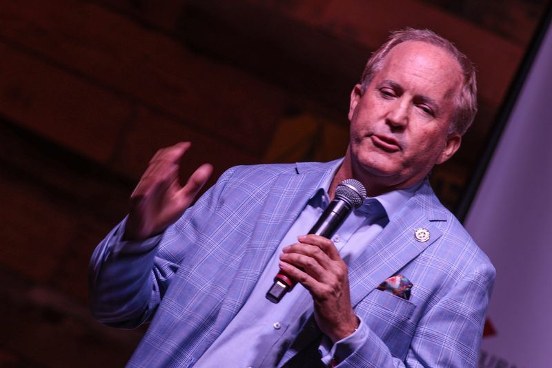 Texas Attorney General Ken Paxton speaks addresses Texas Tech University's chapter of Turning Point USA in Lubbock on Oct. 7, 2025.