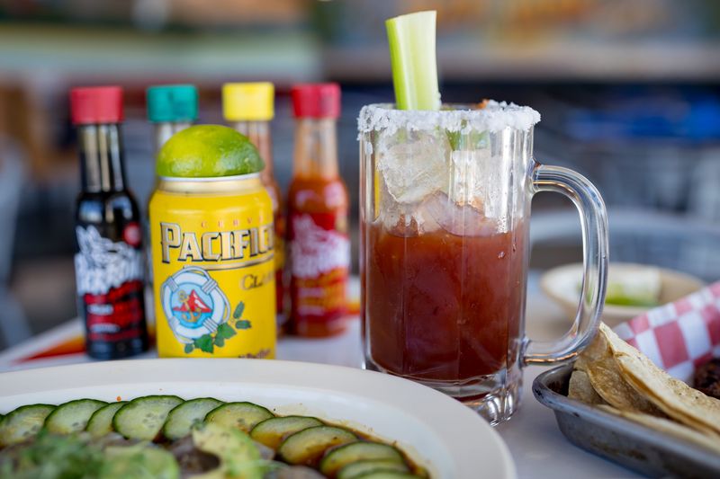 An ice-cold Pacifico and tomato juice for a michelada in late 2025 at A Toda Mar, a Mexican seafood restaurant that recently closed at 12890 Eastlake Blvd. in the Eastlake area. Gaby Velasquez/ El Paso Times